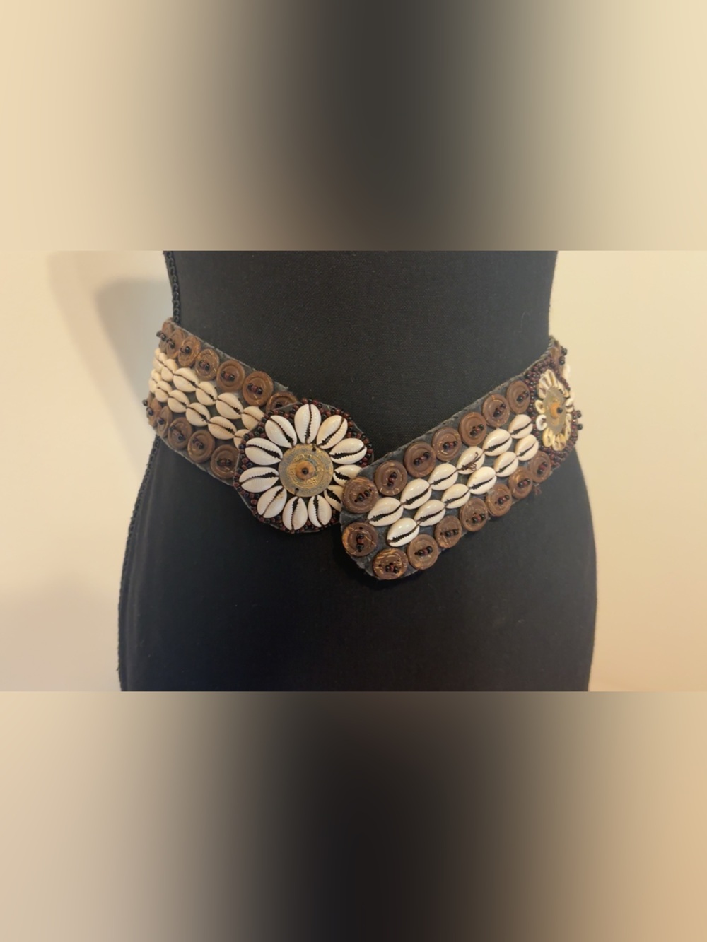 Handmade beaded shell waist belt